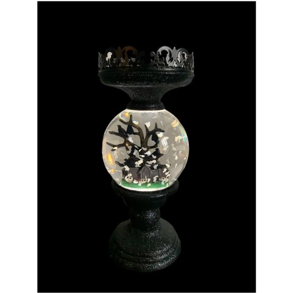 🖤 HALLOWEEN CEMETERY PEDESTAL WATER GLOBE CANDLE HOLDER by Bath and Body Works - Picture 4 of 8